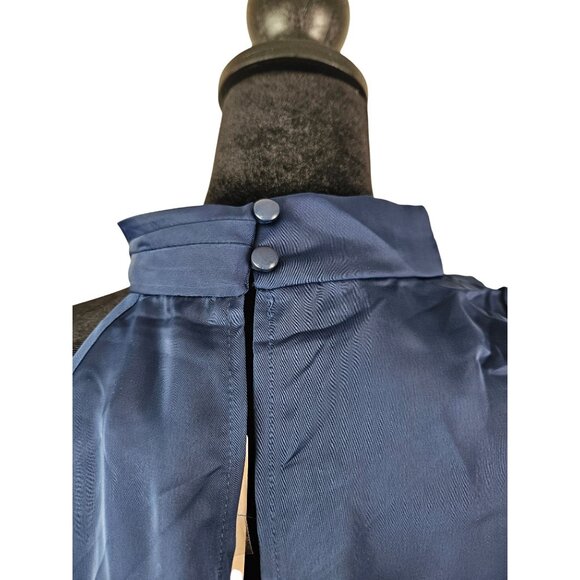 Kirundo Womens Sleeveless Navy Blue Ruffle Wrap Midi Dress Size Large Party - Picture 9 of 12